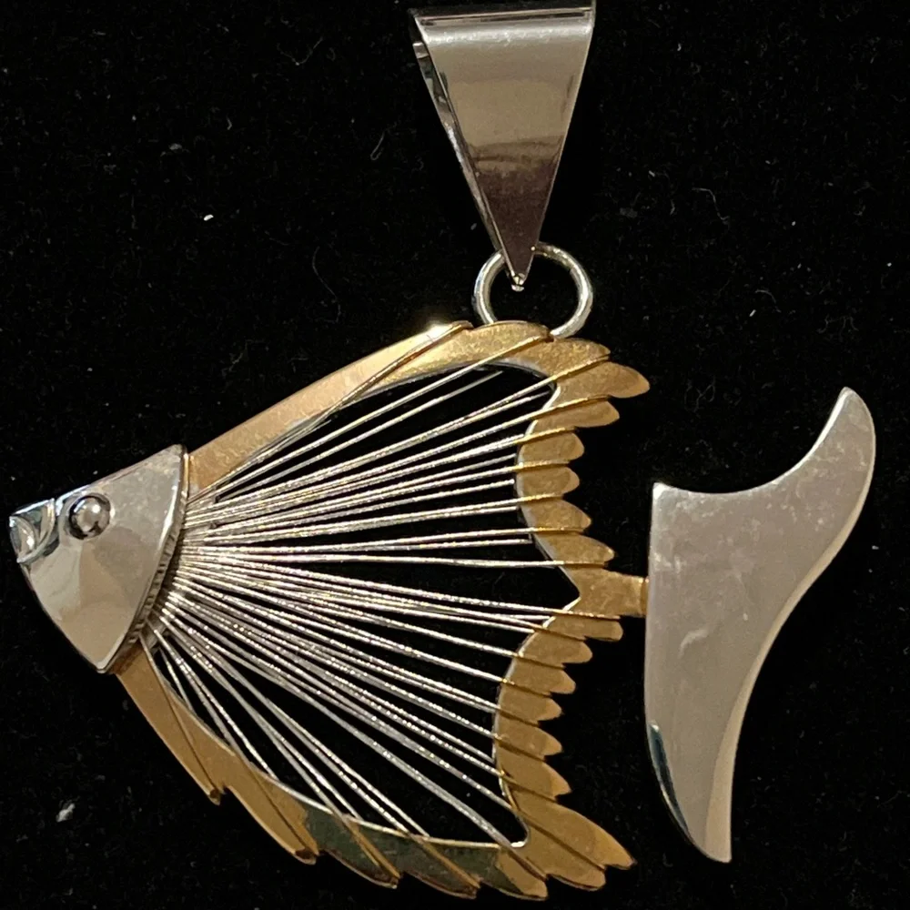 Elegant BEST Silver and Gold Fish Pendant